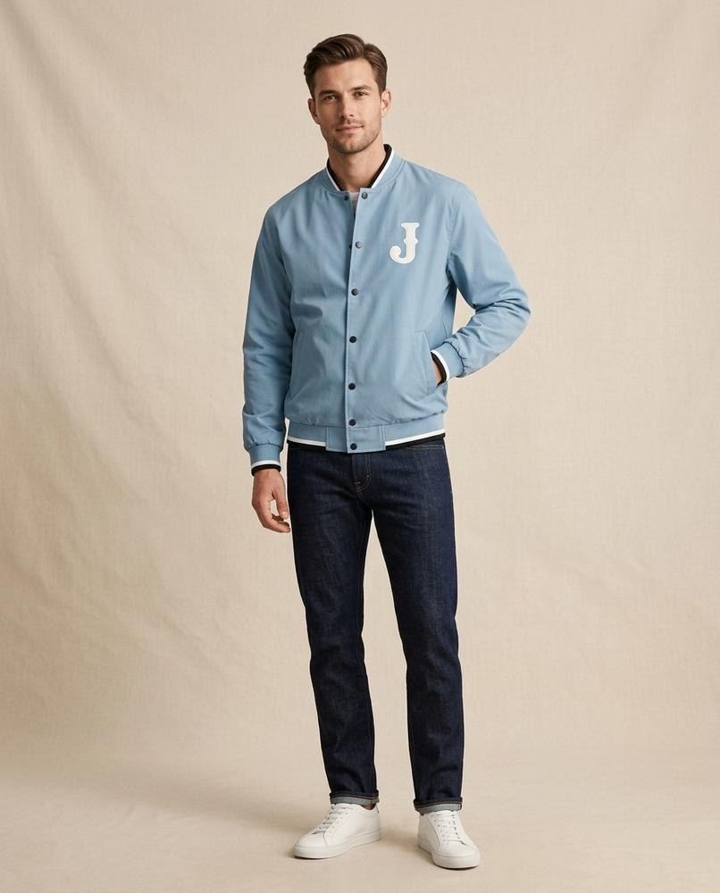 Lands Fashion - Losen | Snap-Button Striped-Trim Jacket Men