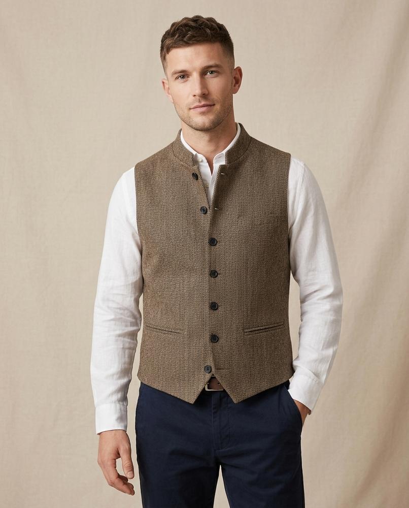 Lands Fashion - Zerel | Herringbone Stand-Collar Vest Men