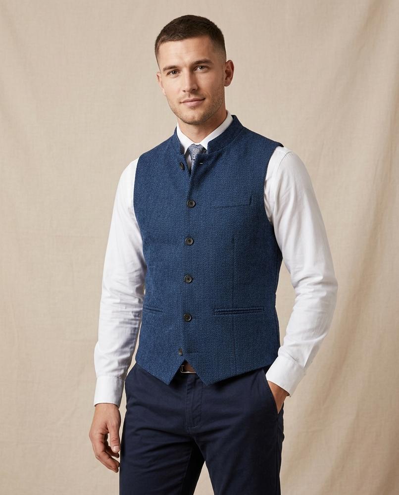 Lands Fashion - Zerel | Herringbone Stand-Collar Vest Men