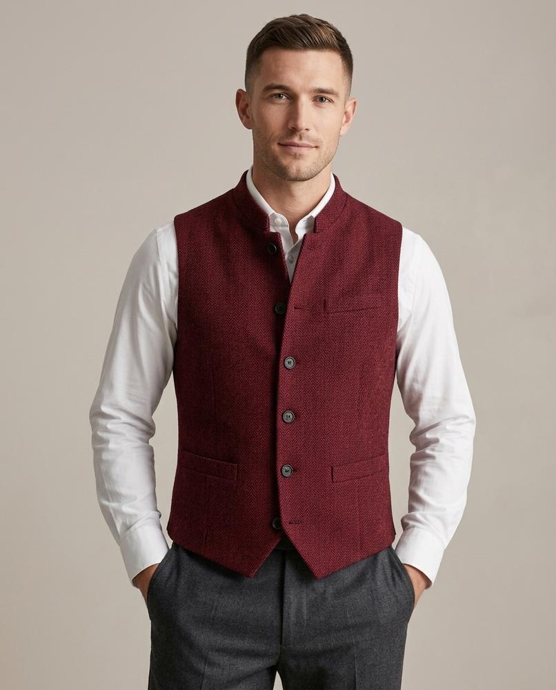 Lands Fashion - Zerel | Herringbone Stand-Collar Vest Men