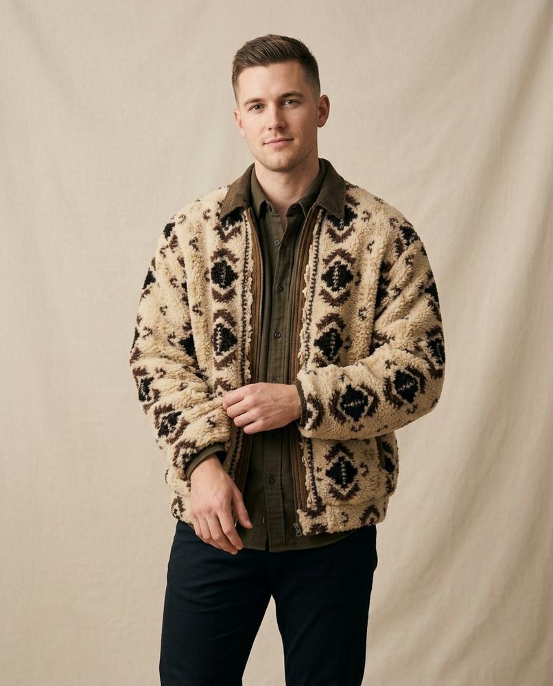 Lands Fashion - Vezan | Patterned Fleece Jacket Men