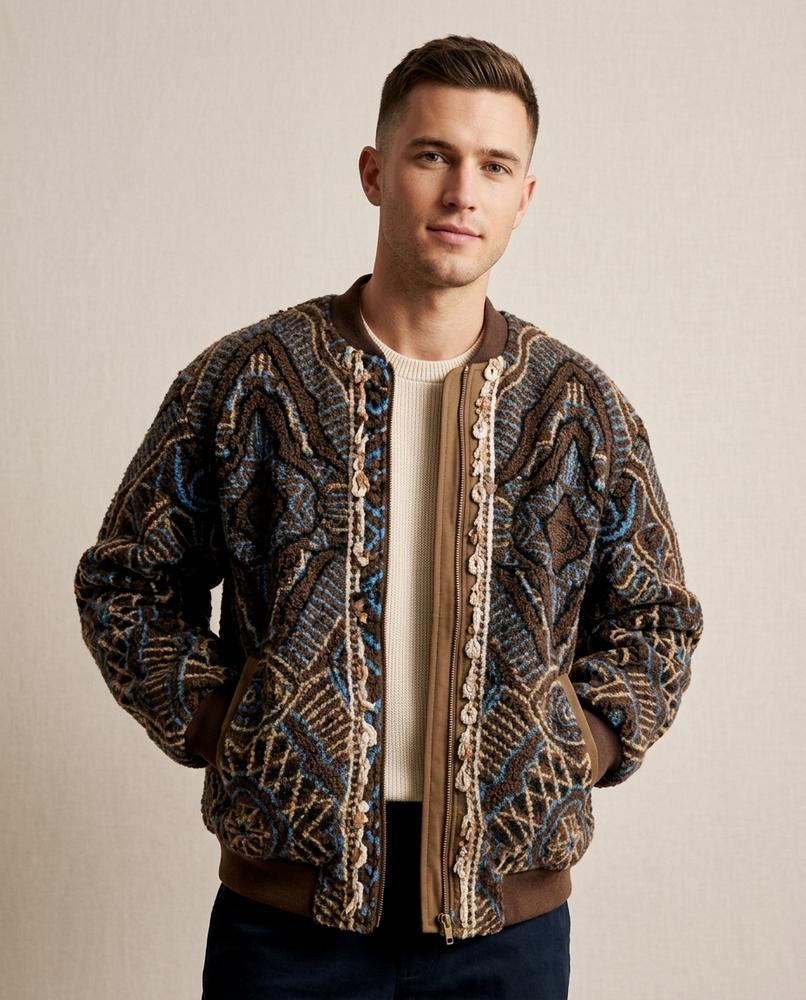 Lands Fashion - Vezan | Patterned Fleece Jacket Men