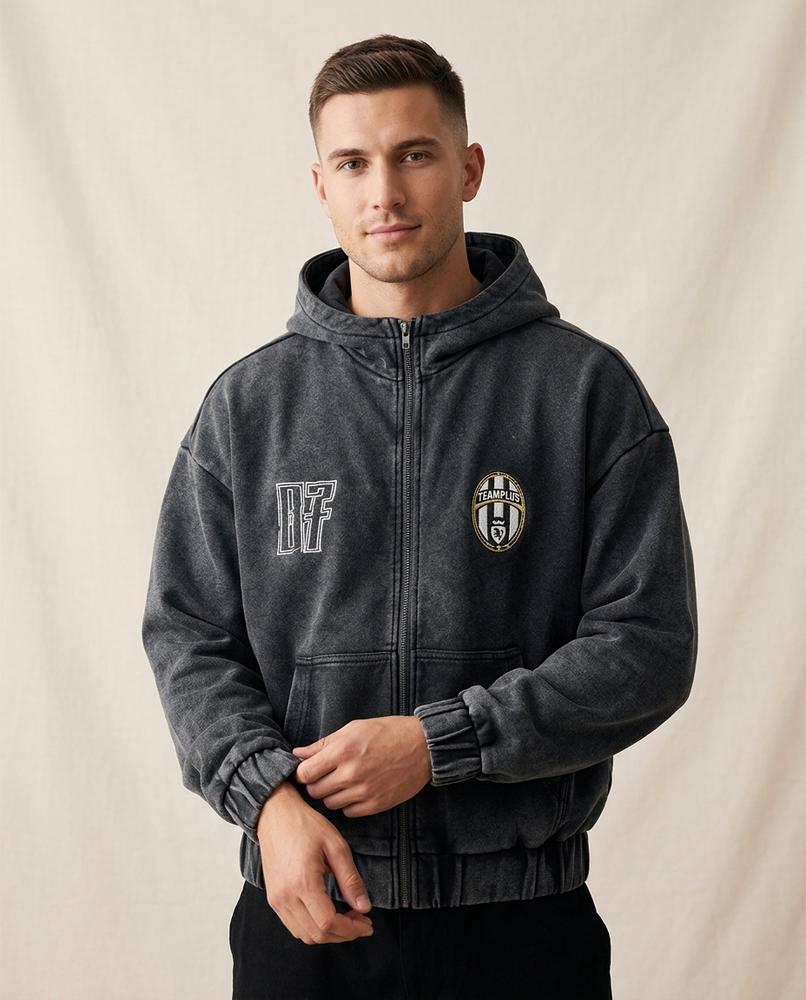 Lands Fashion - Darel | Zip-Up Washed Hoodie Unisex