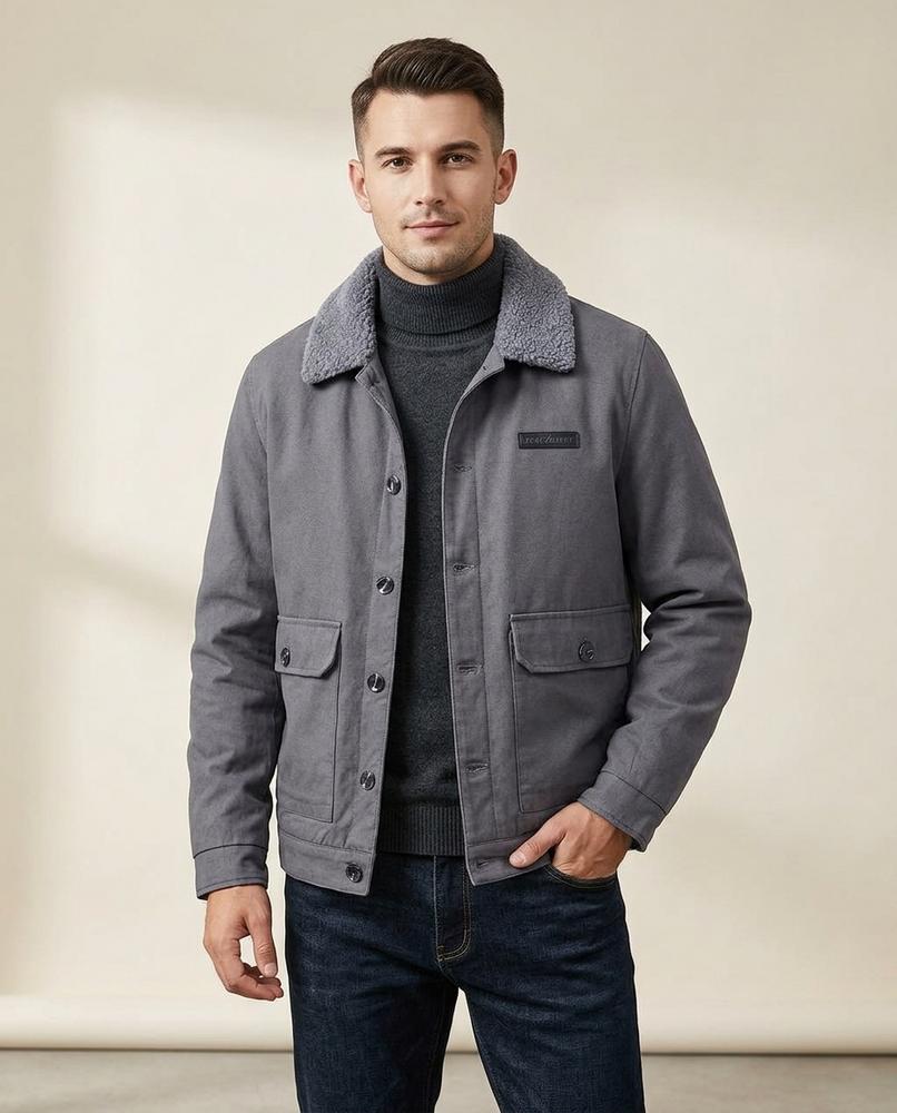 Lands Fashion - Ardar | Sherpa-Collar Button-Front Jacket Men