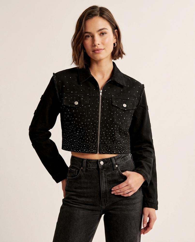 Lands Fashion - Tisol | Embellished Cropped Denim Jacket Women