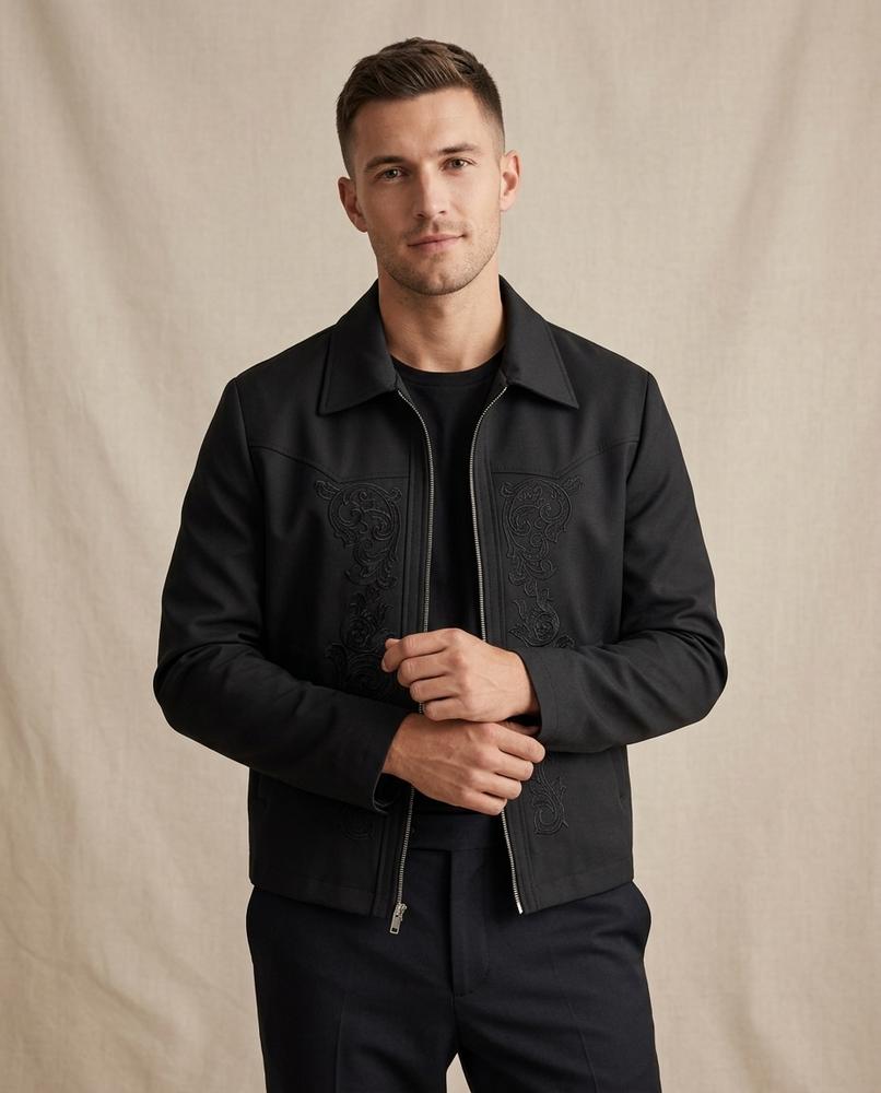 Lands Fashion - Misil | Embroidered Zip-Up Jacket Men