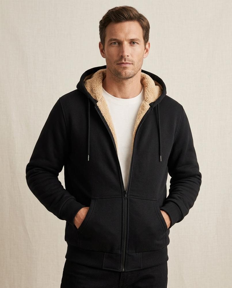 Lands Fashion - Kaver | Sherpa-Lined Zip-Up Hoodie Men