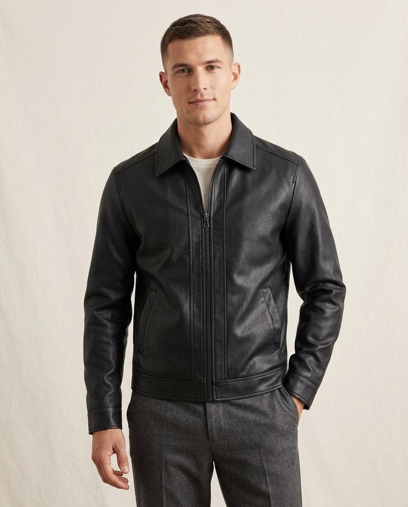 Lands Fashion - Zenal | Faux-Leather Zip-Up Jacket Men