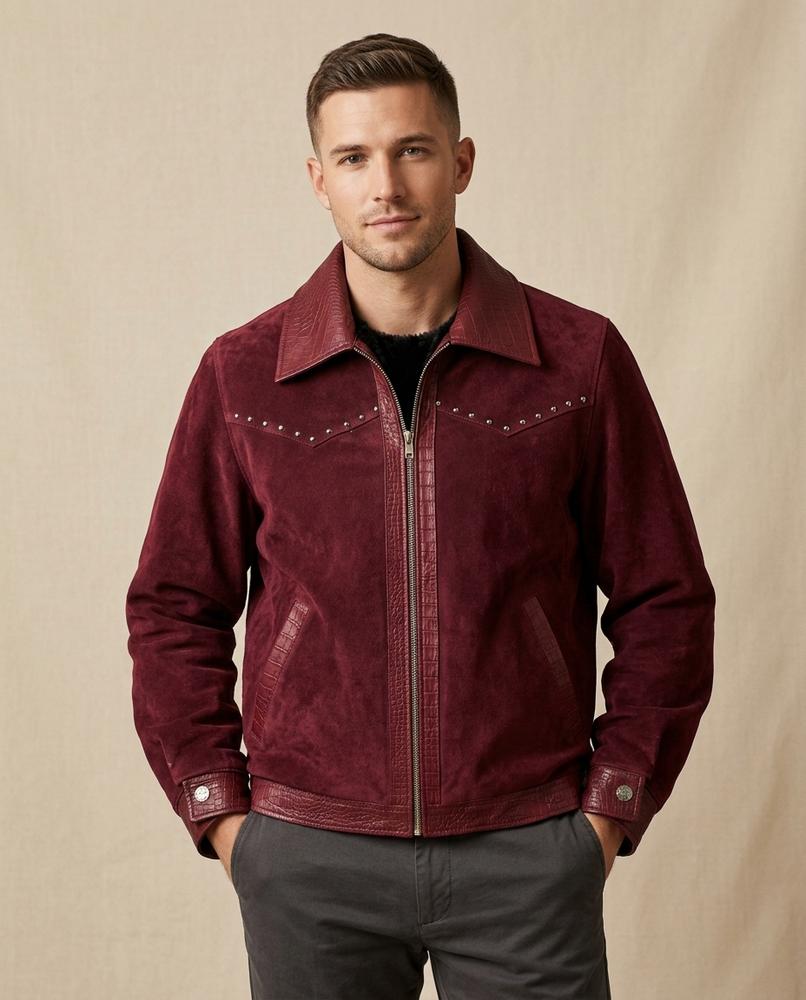 Lands Fashion - Caron | Suede Studded Jacket Men