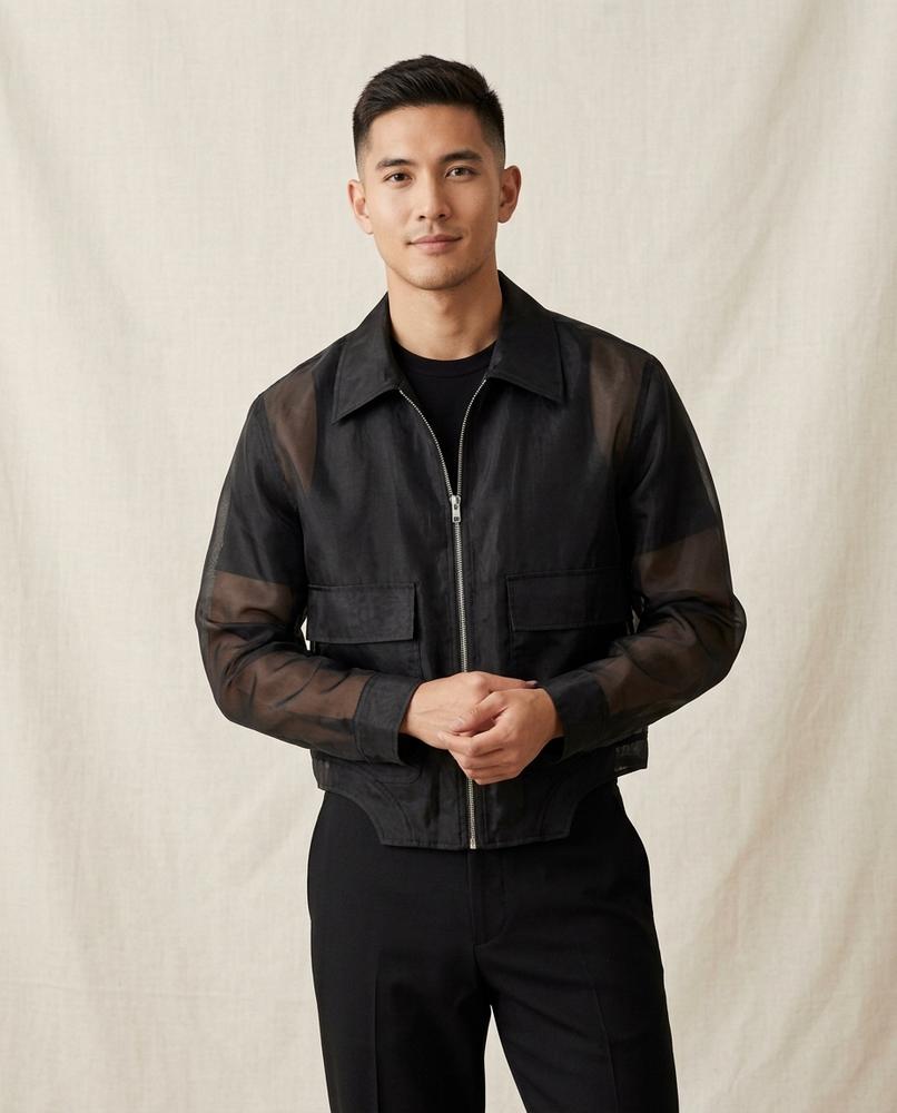 Lands Fashion - Lomon | Sheer Zip-Up Jacket Unisex