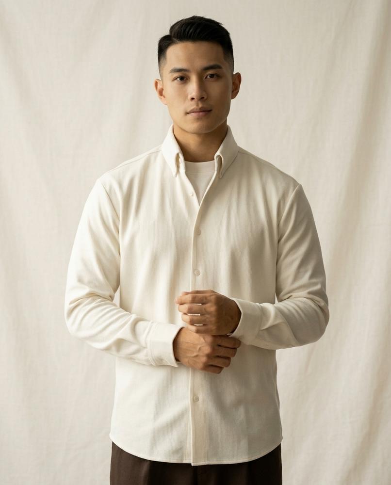 Lands Fashion - Semel | Ribbed Button-Down Shirt Men