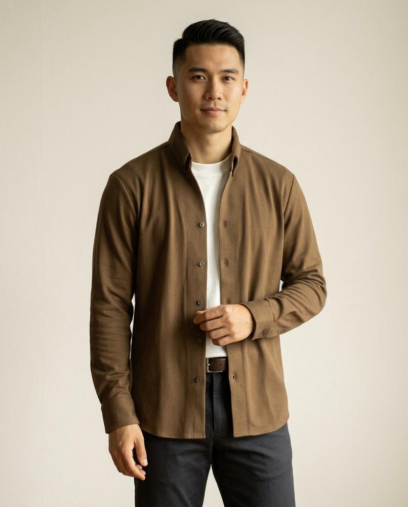 Lands Fashion - Semel | Ribbed Button-Down Shirt Men