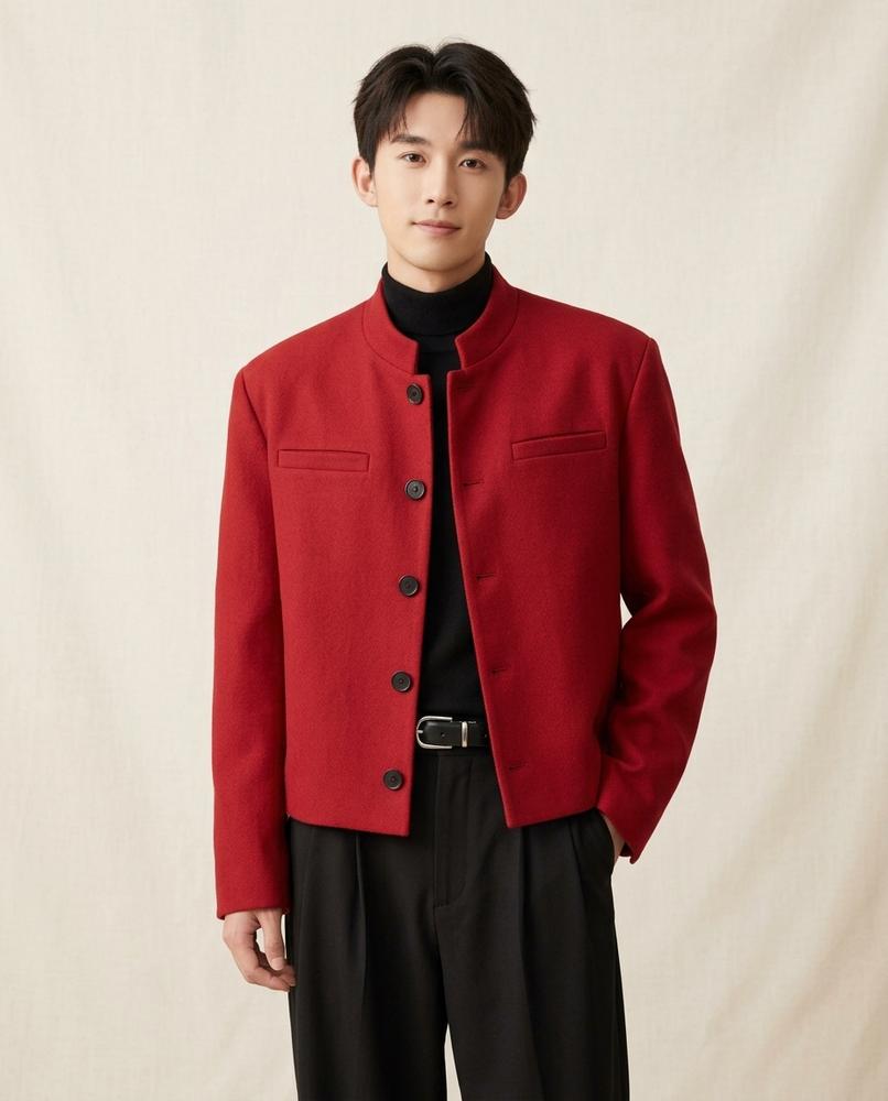 Lands Fashion - Damar | Cropped Mandarin Collar Jacket Men