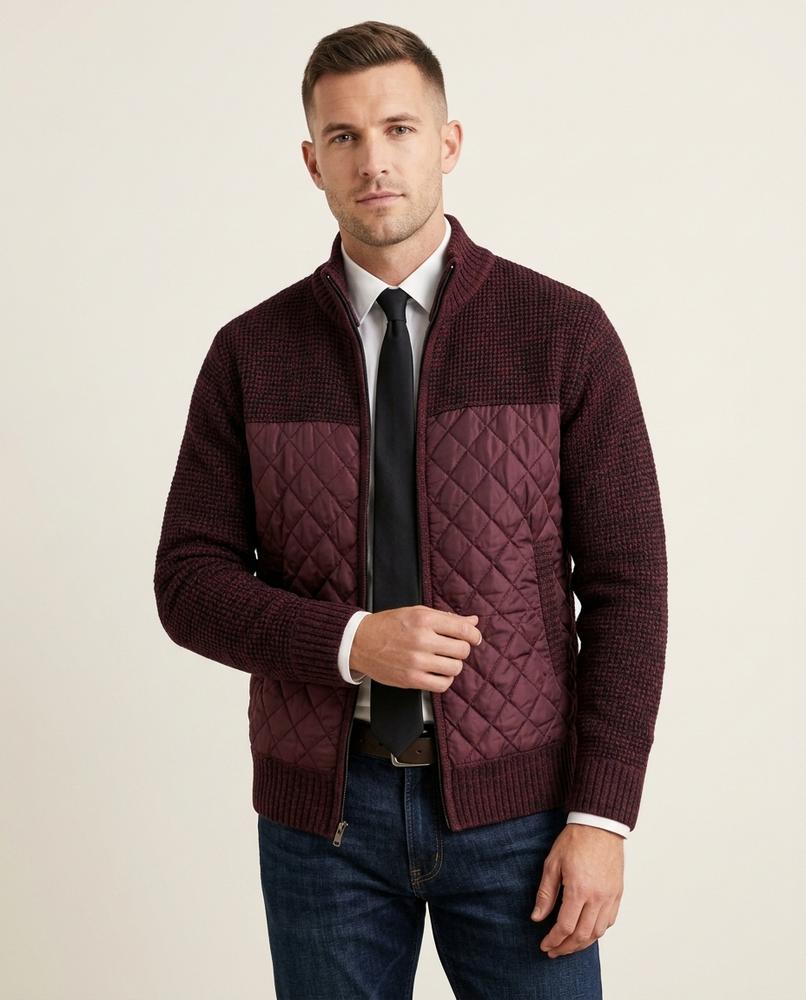 Lands Fashion - Alnor | Quilted Textured Knit Cardigan Men