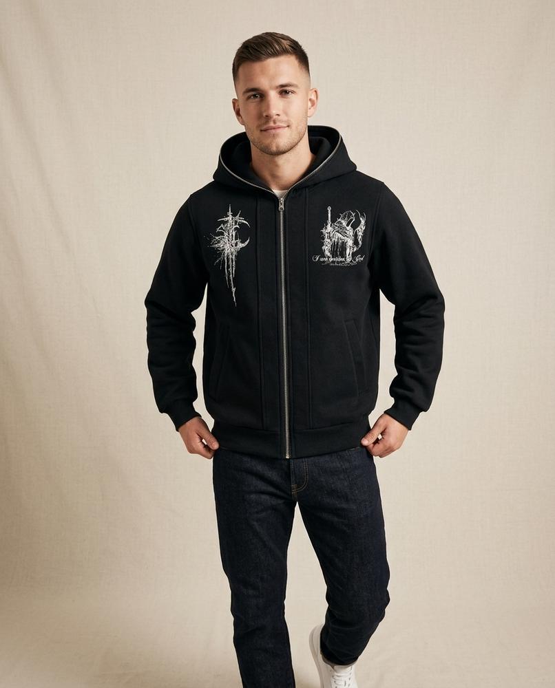 Lands Fashion - Zasan | Printed Zip-Up Hoodie Men