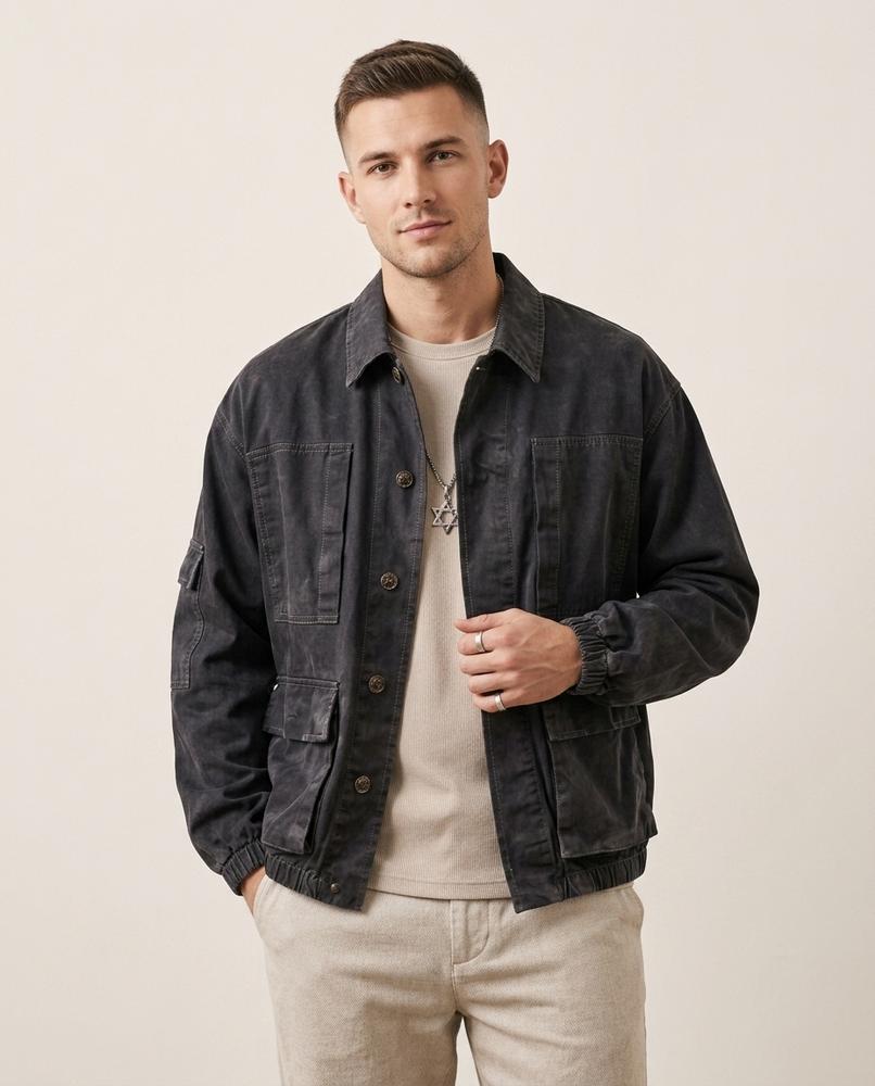 Lands Fashion - Kalar | Washed Multi-Pocket Jacket Men