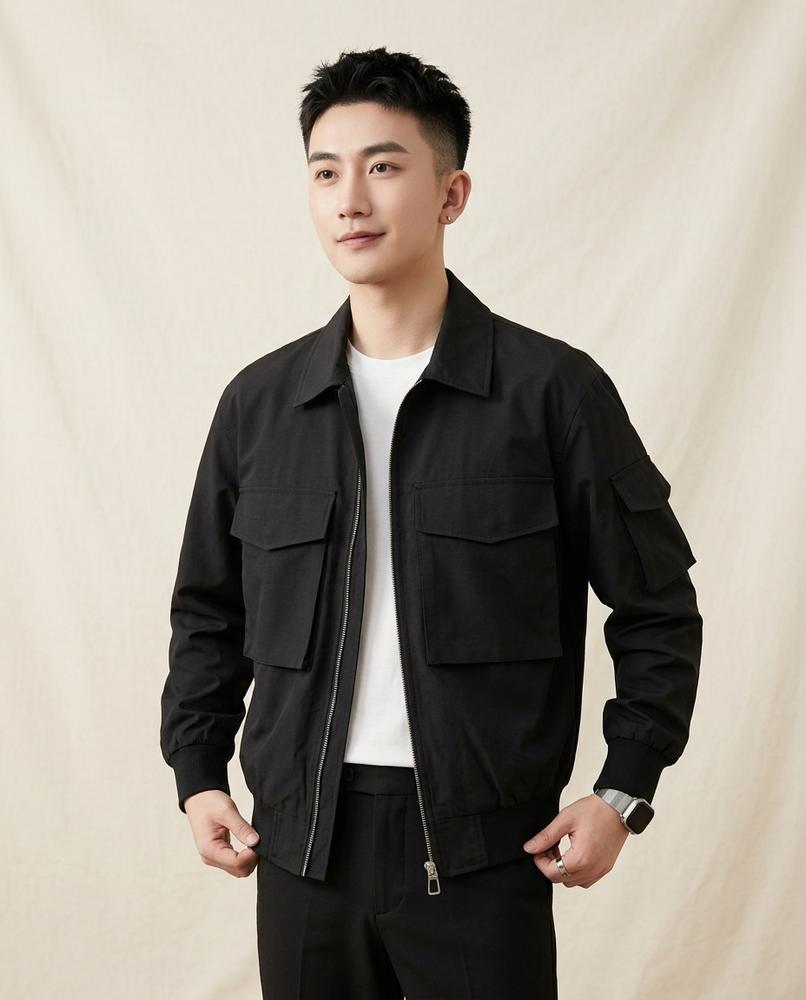 Lands Fashion - Taram | Zip-Up Multi-Pocket Jacket Men