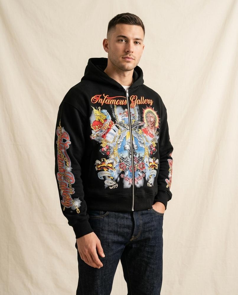Lands Fashion - Mavan | Zip-Up Printed Hoodie Men
