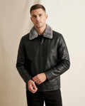 Lands Fashion - Vamel | Zip-Up Fur-Collar Leather Jacket Men
