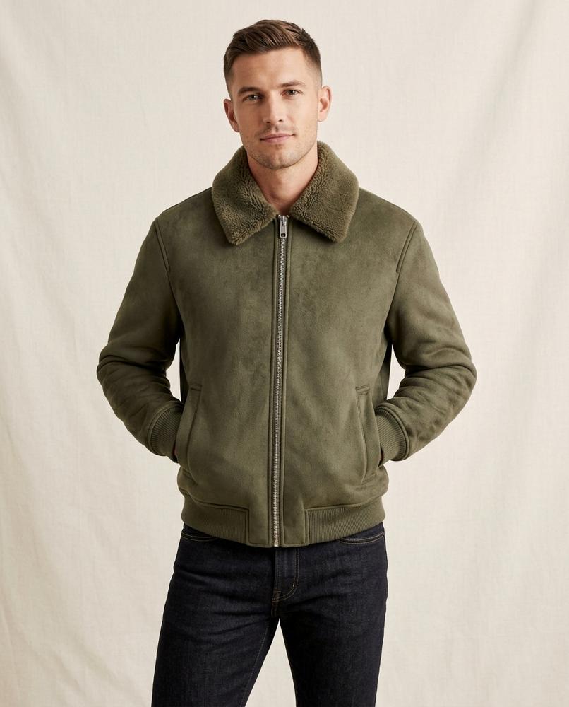 Lands Fashion - Ronav | Faux-Suede Shearling-Collar Jacket Men