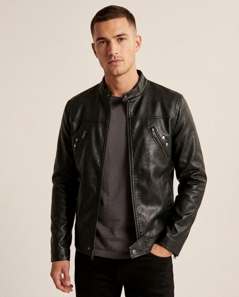 Lands Fashion - Sadar | Faux Leather Zip-Up Jacket Men