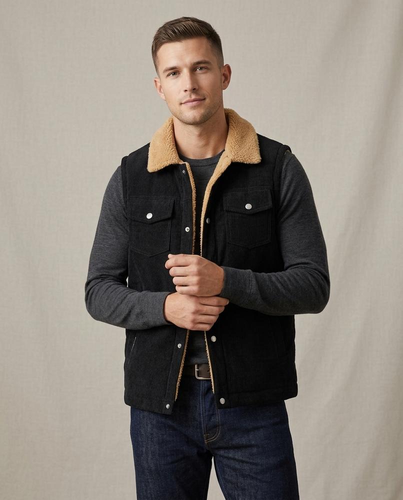 Lands Fashion - Kavar | Corduroy Sherpa-Lined Vest Men
