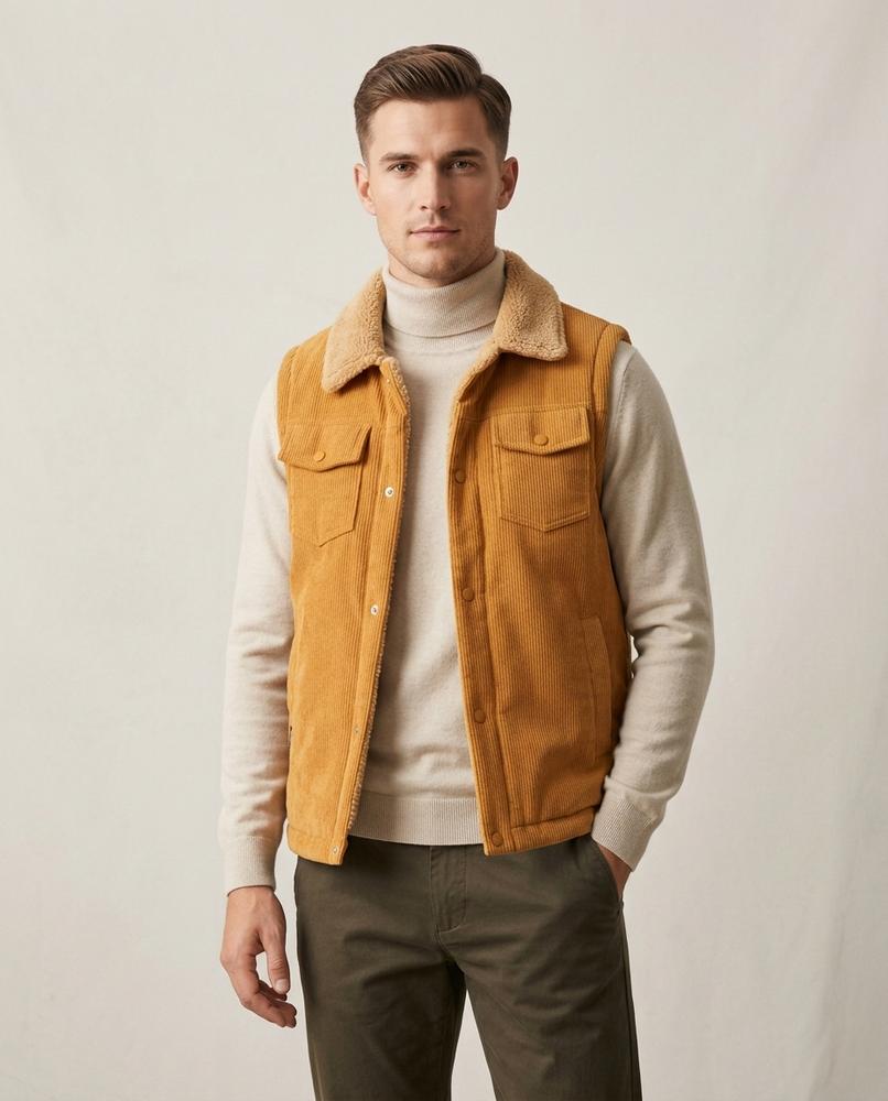 Lands Fashion - Kavar | Corduroy Sherpa-Lined Vest Men