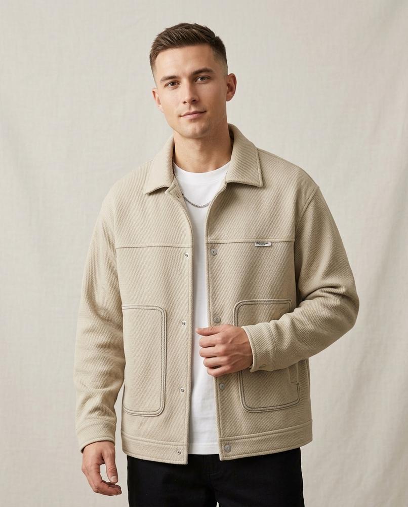 Lands Fashion - Almon | Textured Contrast-Stitch Jacket Men