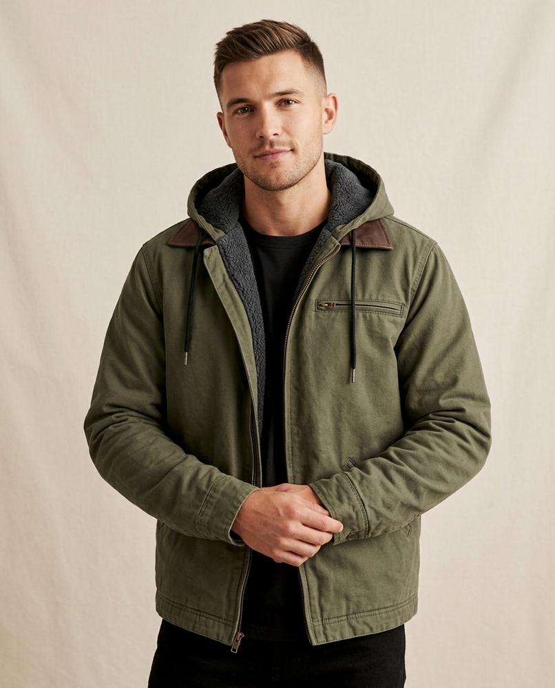 Lands Fashion - Catir | Hooded Sherpa-Lined Jacket Men