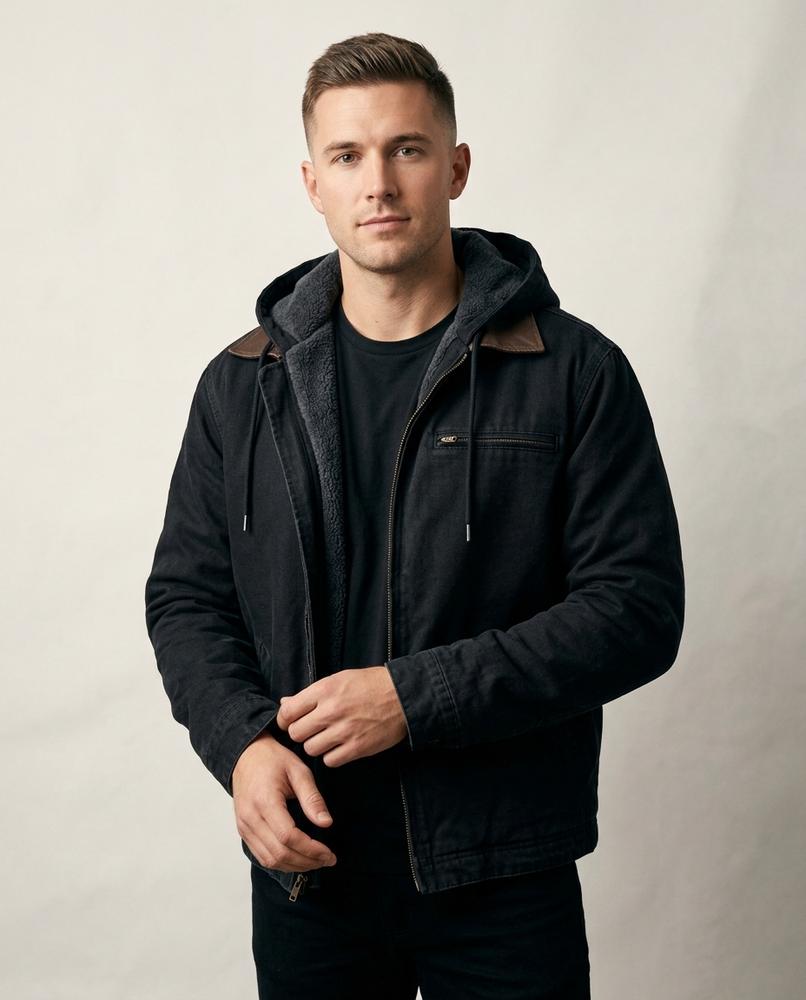 Lands Fashion - Catir | Hooded Sherpa-Lined Jacket Men