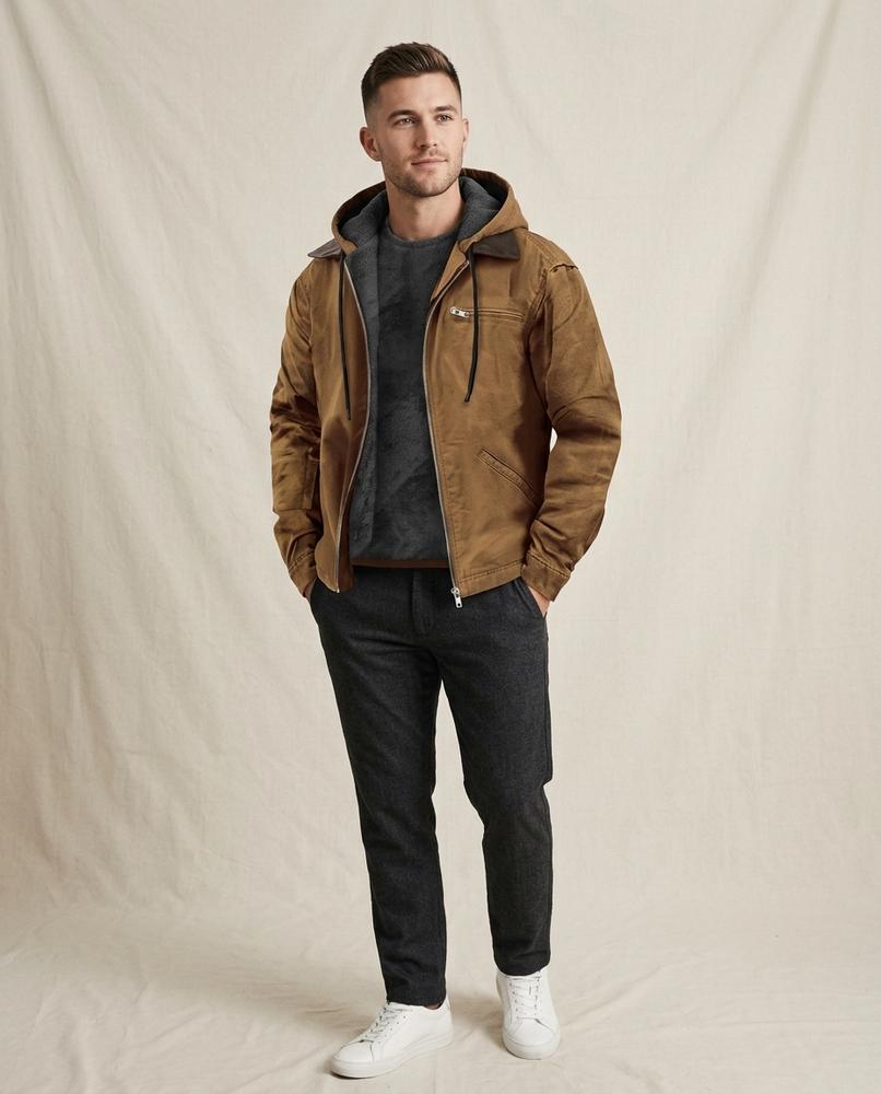 Lands Fashion - Catir | Hooded Sherpa-Lined Jacket Men