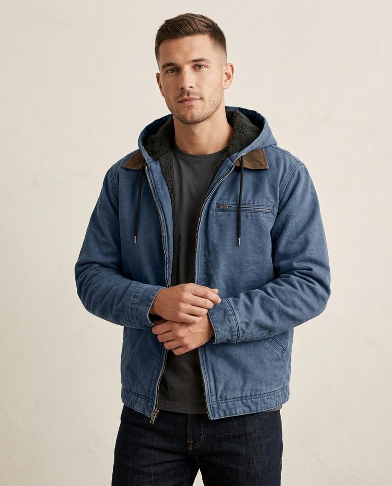 Lands Fashion - Catir | Hooded Sherpa-Lined Jacket Men