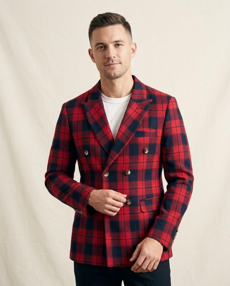 Lands Fashion - Lelar | Double-Breasted Plaid Blazer Men
