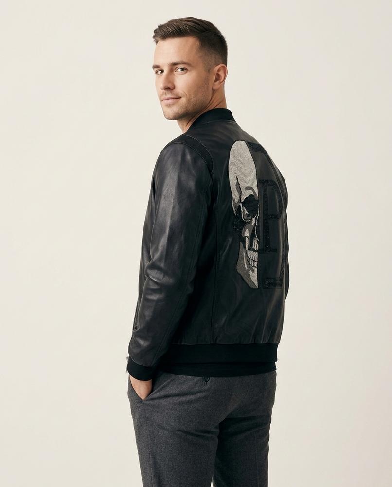 Lands Fashion - Vamin | Faux Leather Embellished Jacket Men