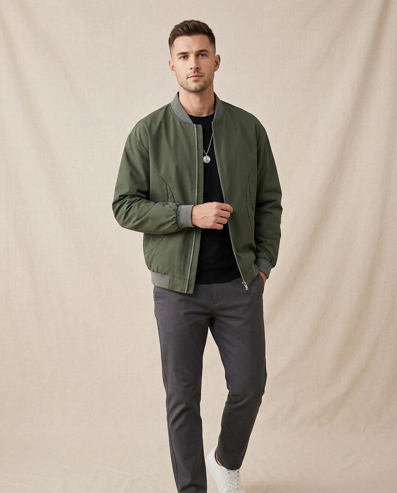 Lands Fashion - Lolan | Zip-Up Ribbed-Collar Jacket Men
