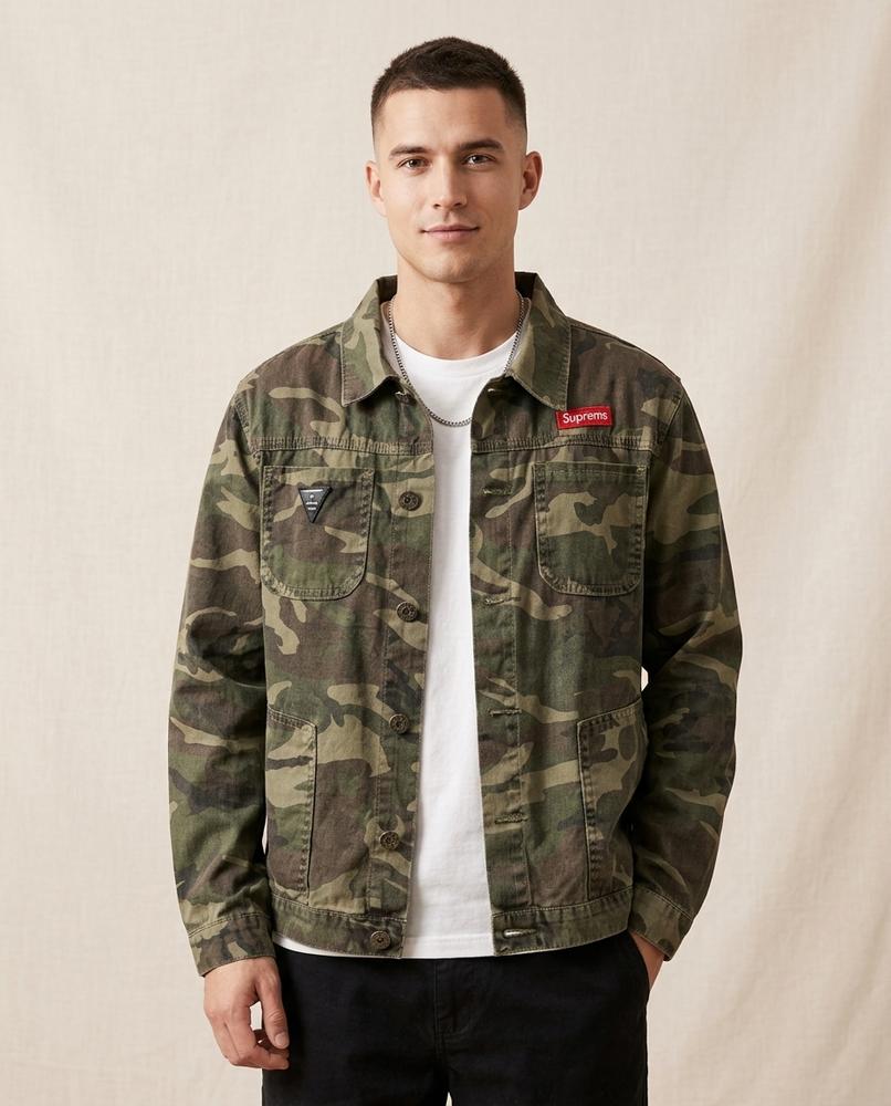 Lands Fashion - Colom | Camouflage Button-Front Jacket Men