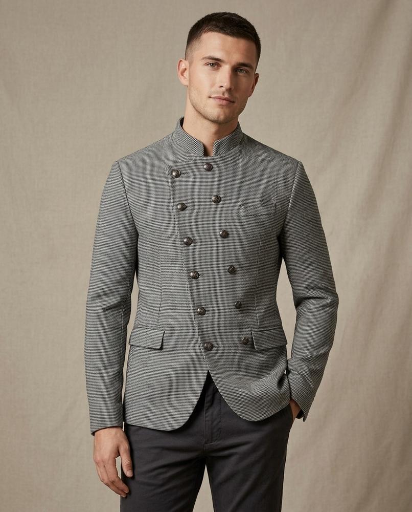 Lands Fashion - Raral | Double-Breasted Stand-Collar Blazer Men