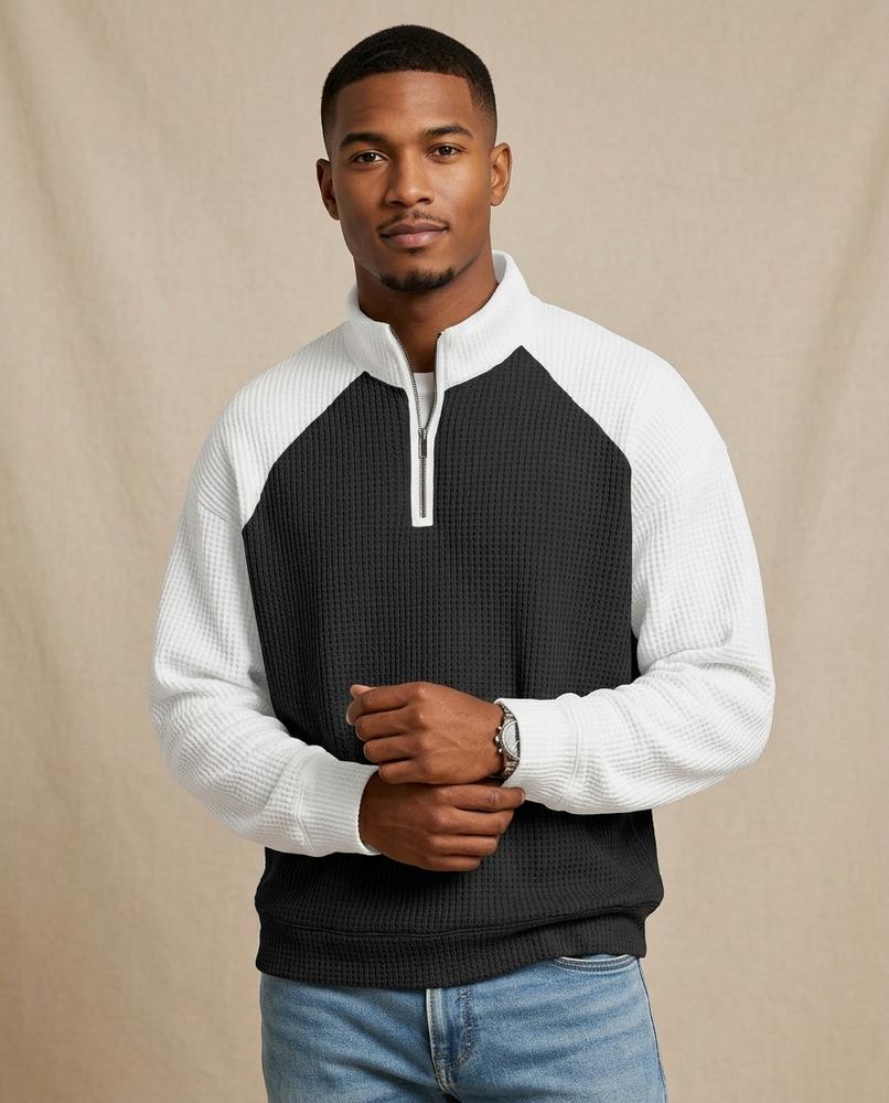 Lands Fashion - Malin | Waffle-Knit Color-Block Sweater Men
