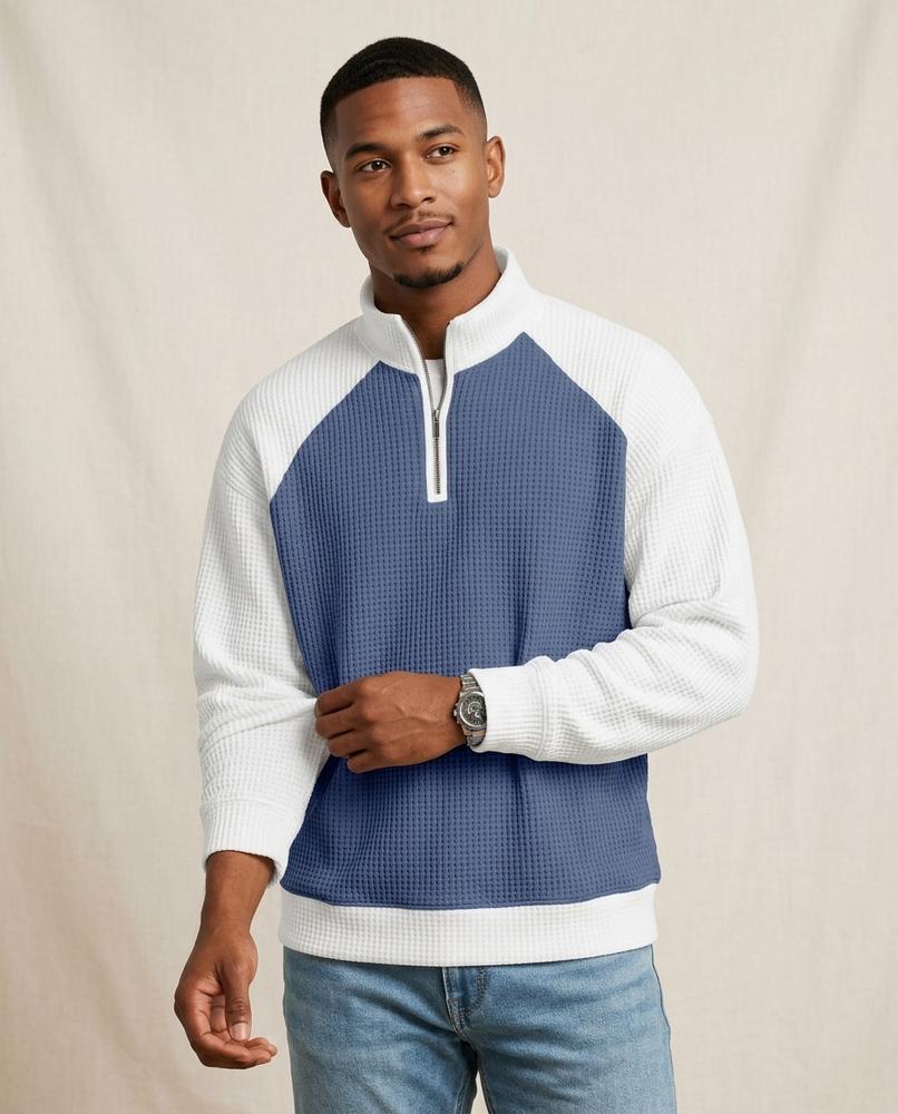 Lands Fashion - Malin | Waffle-Knit Color-Block Sweater Men
