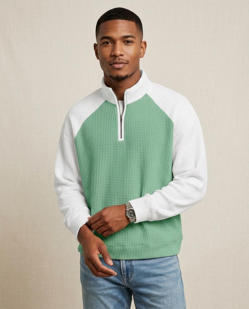 Lands Fashion - Malin | Waffle-Knit Color-Block Sweater Men