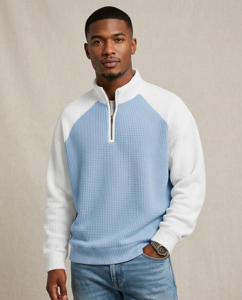 Lands Fashion - Malin | Waffle-Knit Color-Block Sweater Men