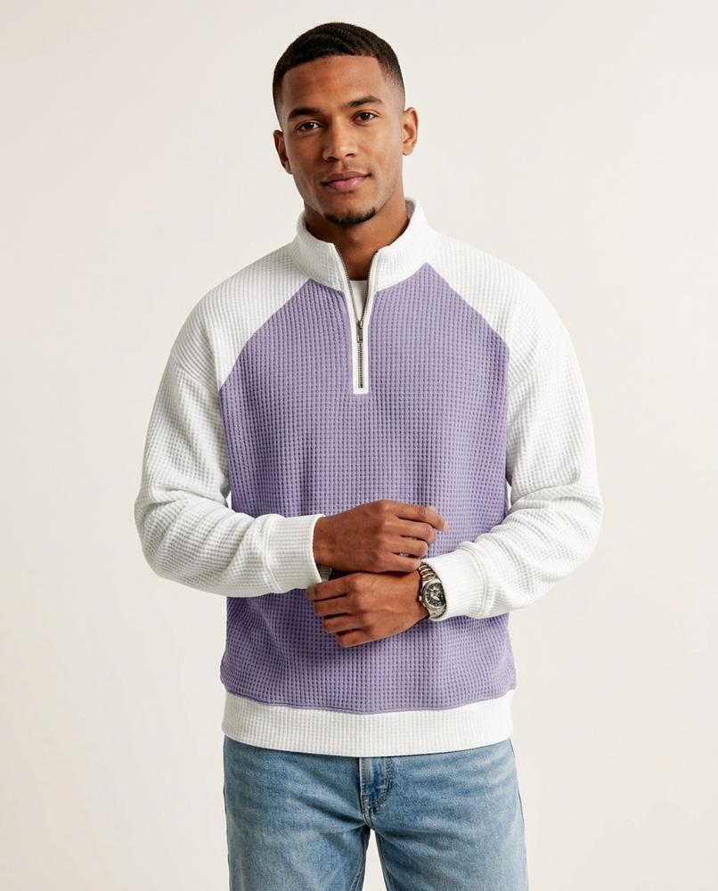 Lands Fashion - Malin | Waffle-Knit Color-Block Sweater Men