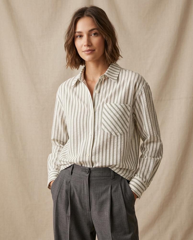 Lands Fashion - Yohak | Striped Long-Sleeved Shirt Women
