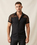 Lands Fashion - Tiren | Lace-Paneled Short-Sleeved Shirt Men