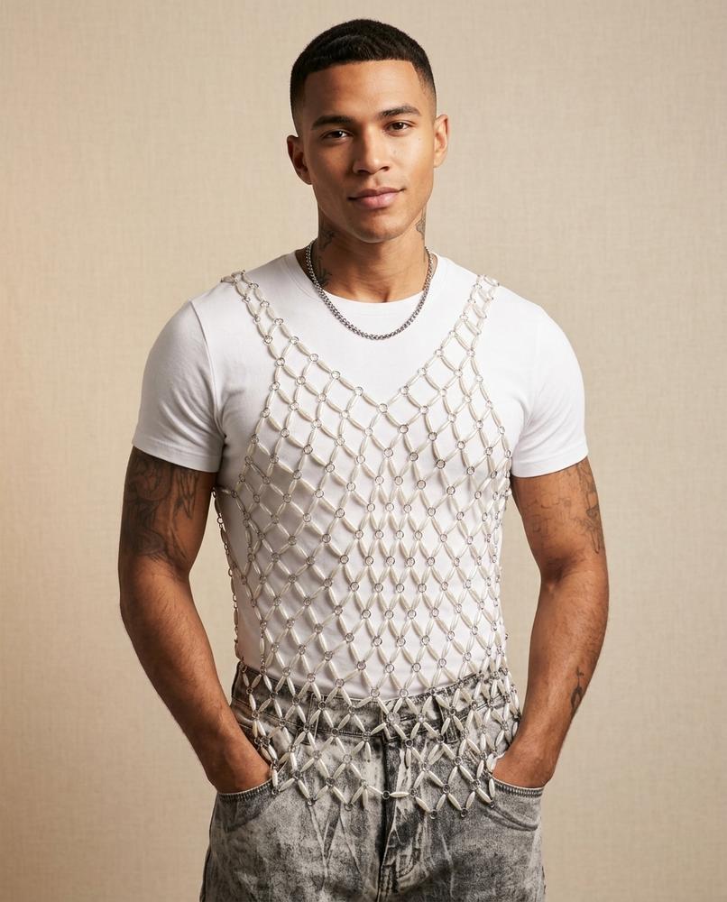 Lands Fashion - Ledar | Beaded Sleeveless Top Men
