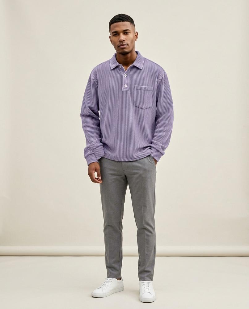Lands Fashion - Sezan | Ribbed Long-Sleeved Shirt Men