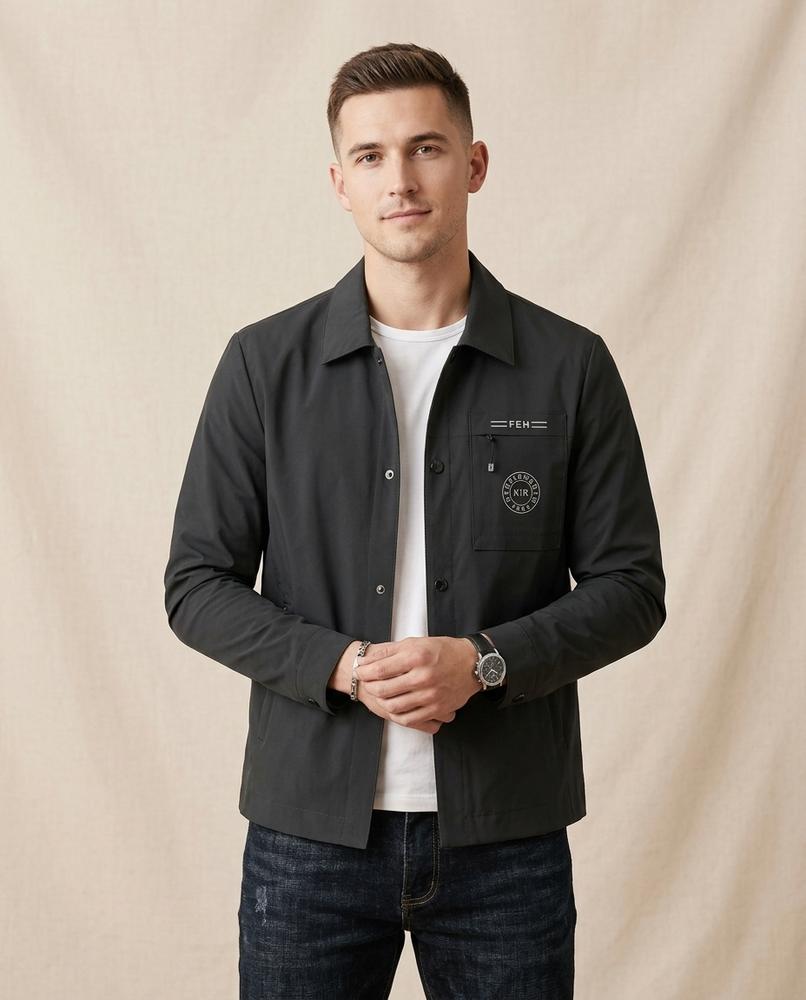 Lands Fashion - Mikar | Collared Snap-Button Jacket Men