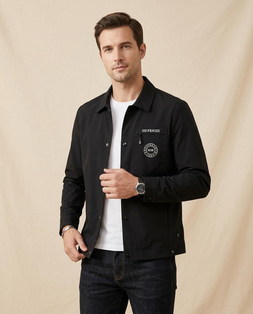 Lands Fashion - Mikar | Collared Snap-Button Jacket Men