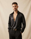 Lands Fashion - Nikar | Wrap-Front Shiny Shirt Men
