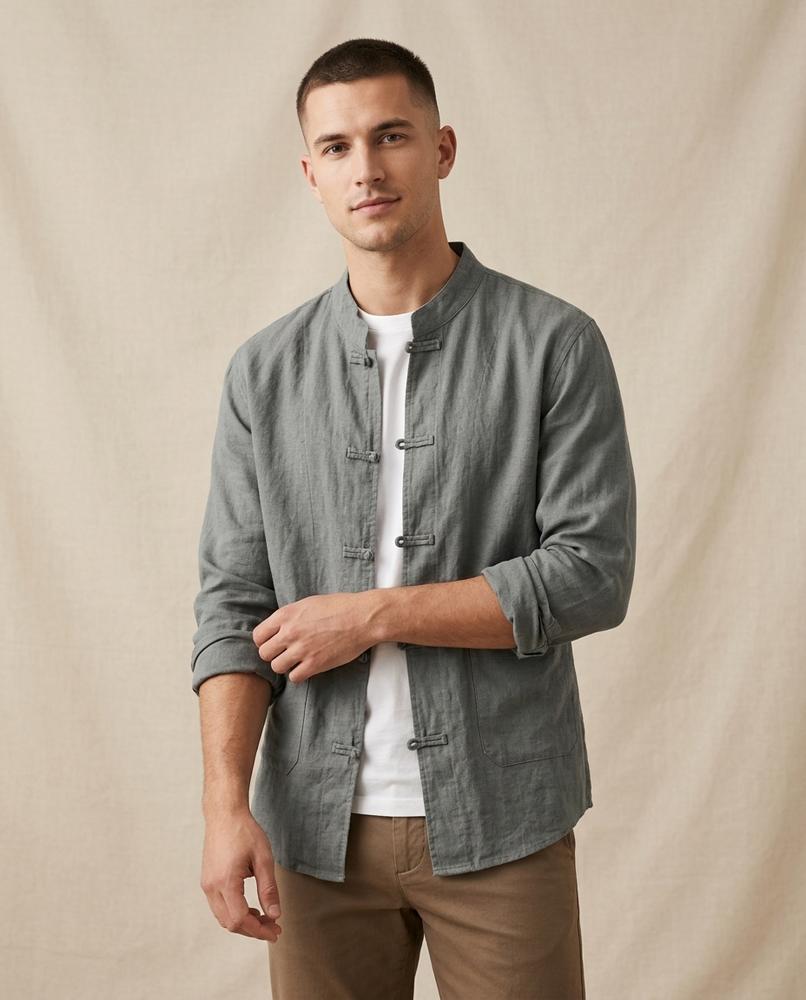 Lands Fashion - Cator | Mandarin Collar Frog Closure Jacket Men